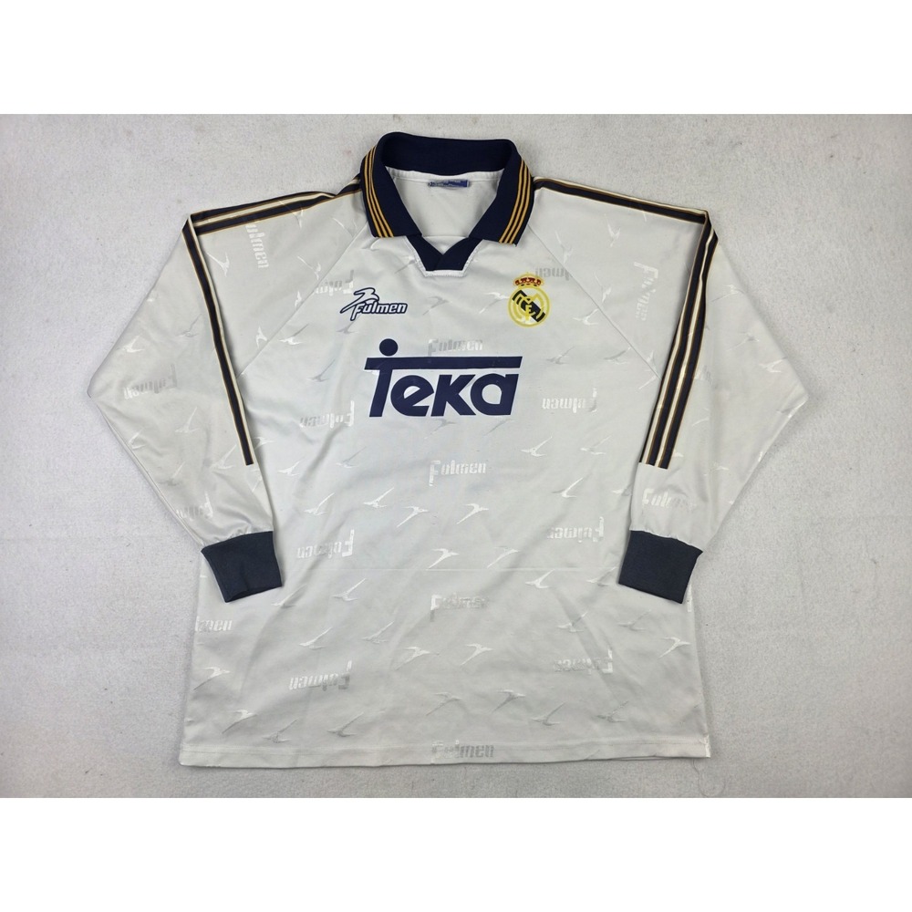 Vintage Real Madrid Home Jersey Fulmen Teka Long Sleeve Mens Size XL Home Futbol
